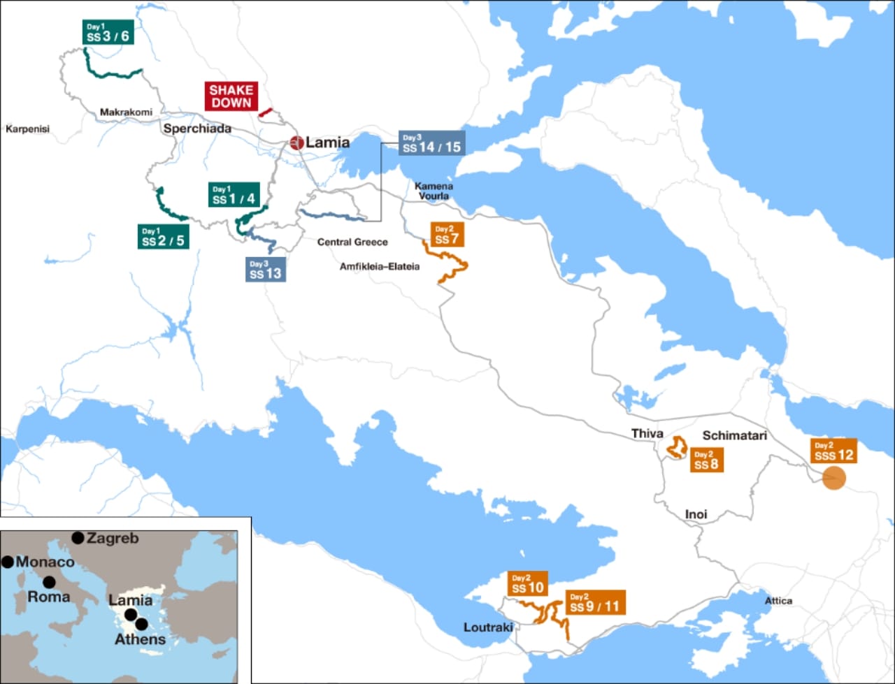 Carte du Rallye de l’acropole 2024